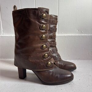 Nine West Brown Leather Military Women's Boots